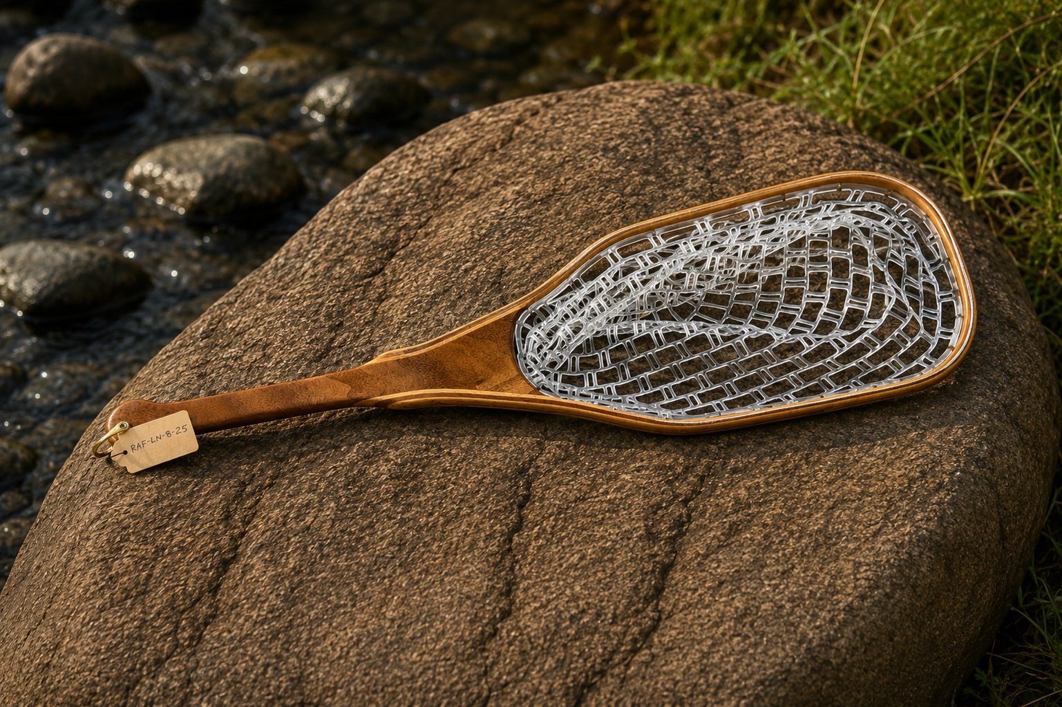 The Ramble House handmade flat-top guide landing net